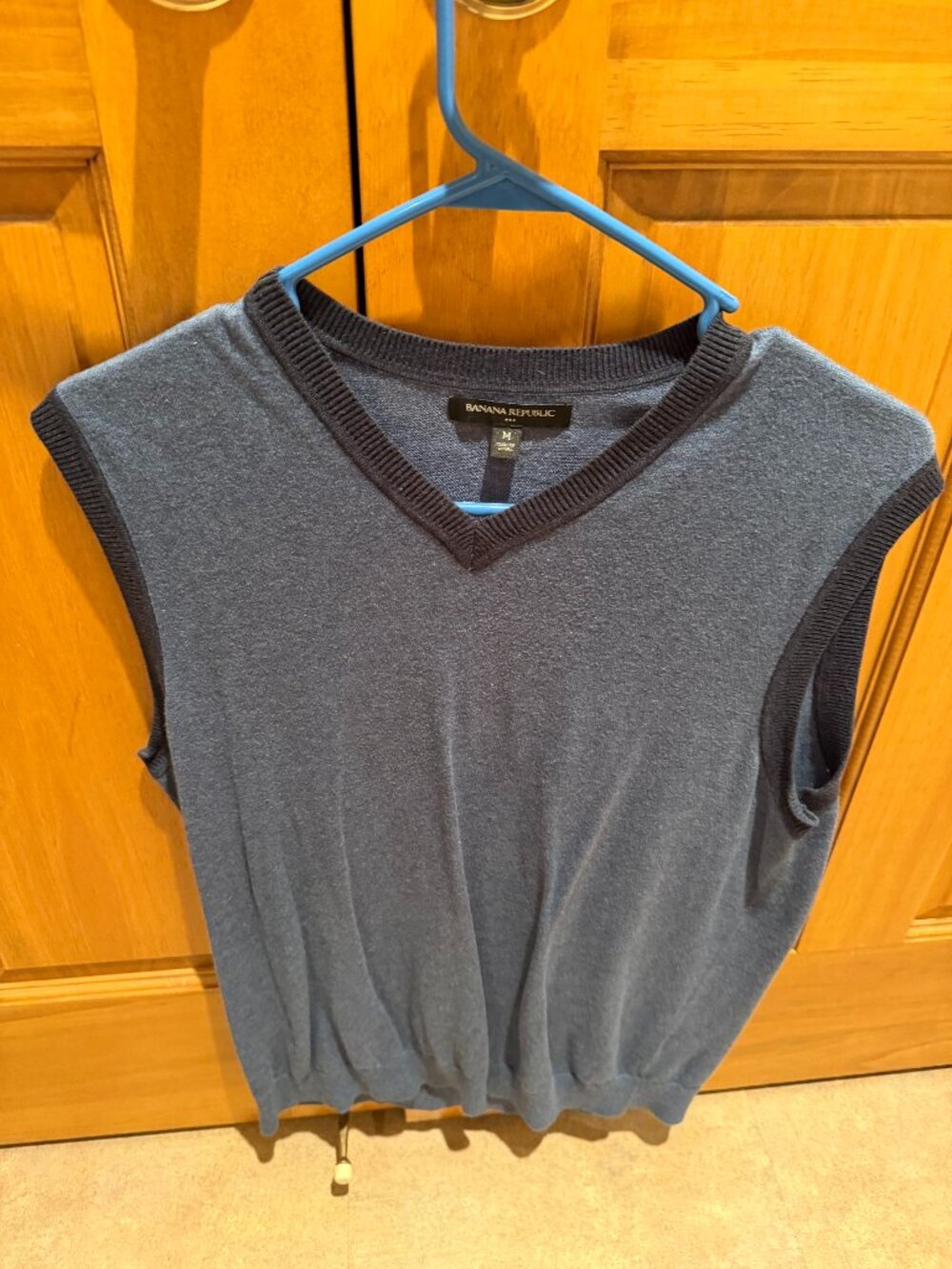 Banana Republic Sweater Vest Medium Blue with Navy Blue Trim Medium